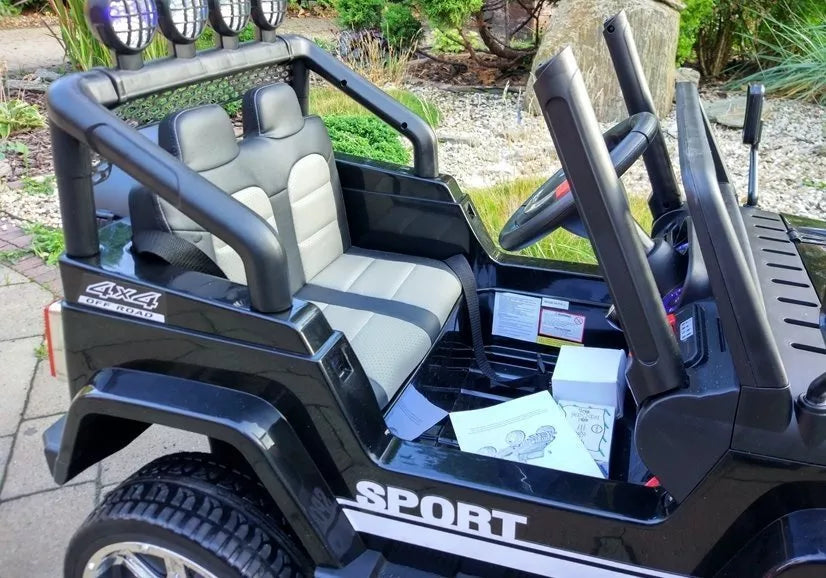 Vaikiškas elektromobilis Jeep, 12 V, su nuotolinio valdymo pultu, juodas