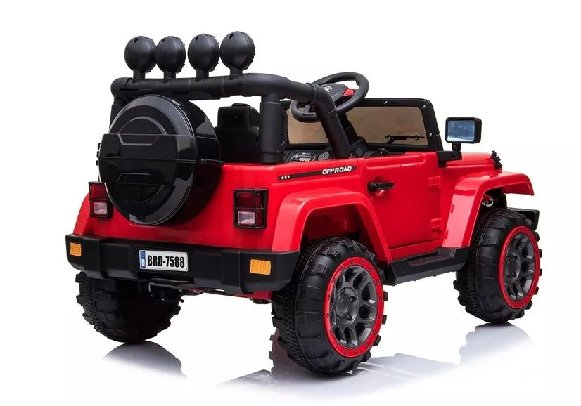 Vaikiškas elektromobilis Jeep, 12 V, su nuotolinio valdymo pultu, raudonas