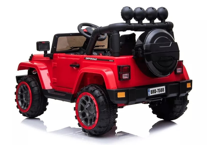 Vaikiškas elektromobilis Jeep, 12 V, su nuotolinio valdymo pultu, raudonas