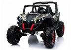 Vaikiškas elektromobilis Jeep, 24 V, 4x45 W, su eko-odos sėdyne, žalias kamufliažinis
