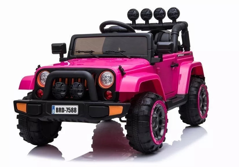 Vaikiškas elektromobilis Jeep BRD-7588, 12 V, 4 × 45 W, rožinis