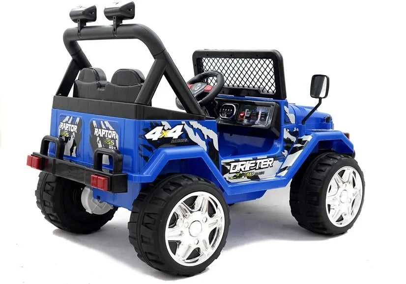 Vaikiškas elektromobilis Jeep Raptor, 12 V, 2 × 45 W, mėlynas