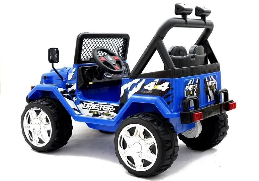 Vaikiškas elektromobilis Jeep Raptor, 12 V, 2 × 45 W, mėlynas