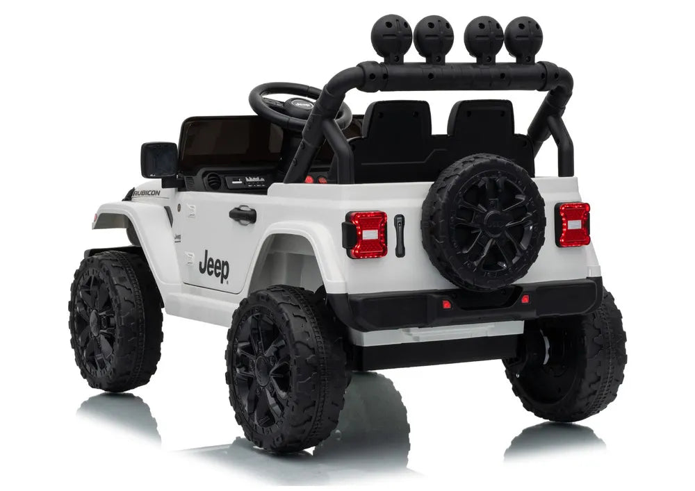Vaikiškas elektromobilis Jeep Wrangler Rubicon, 24 V, su nuotolinio valdymo pultu, baltas