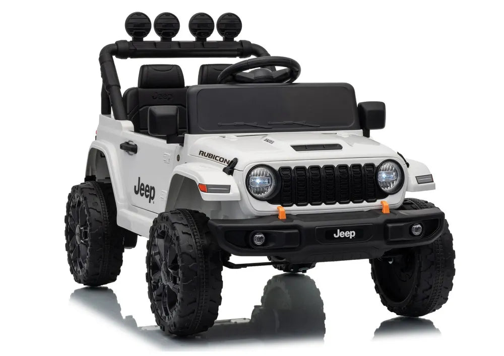 Vaikiškas elektromobilis Jeep Wrangler Rubicon, 24 V, su nuotolinio valdymo pultu, baltas
