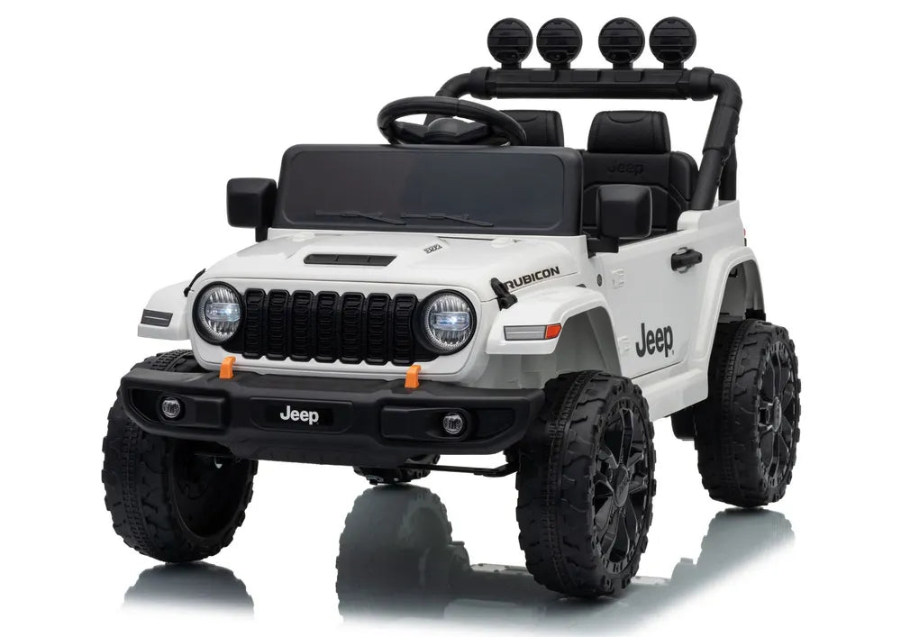 Vaikiškas elektromobilis Jeep Wrangler Rubicon, 24 V, su nuotolinio valdymo pultu, baltas