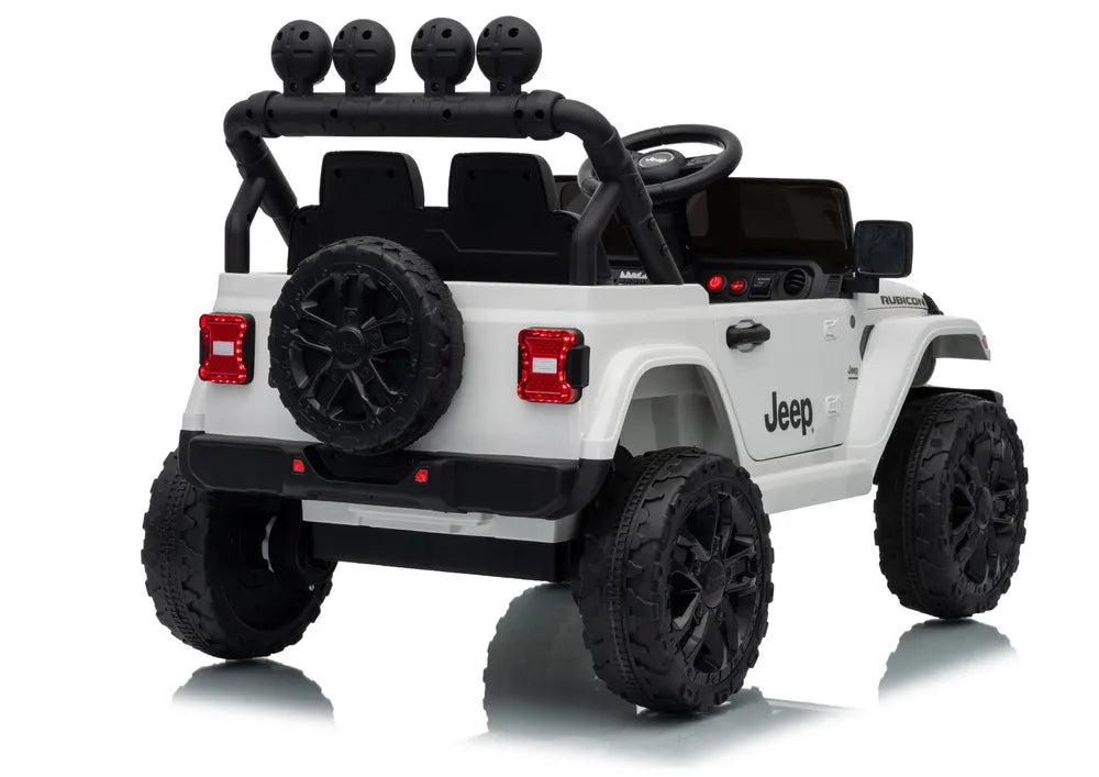 Vaikiškas elektromobilis Jeep Wrangler Rubicon, 24 V, su nuotolinio valdymo pultu, baltas