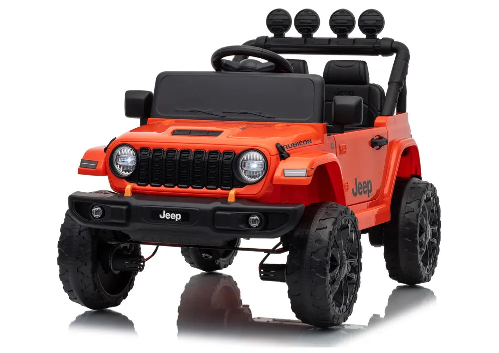 Vaikiškas elektromobilis Jeep Wrangler Rubicon, 24 V, su nuotolinio valdymo pultu, oranžinis