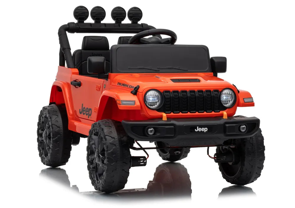 Vaikiškas elektromobilis Jeep Wrangler Rubicon, 24 V, su nuotolinio valdymo pultu, oranžinis