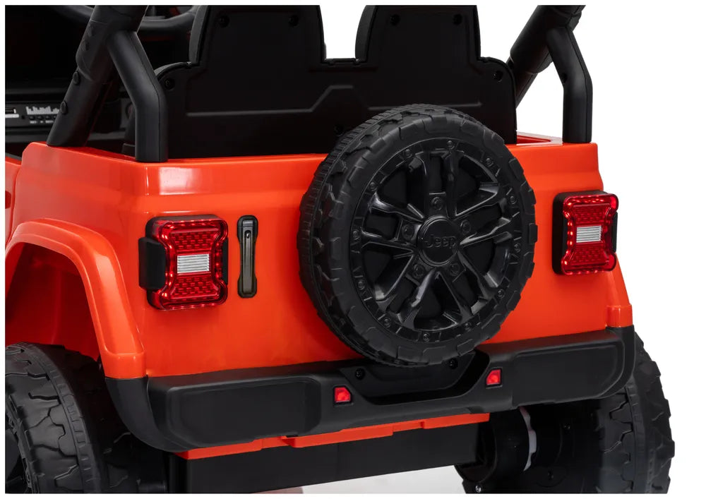 Vaikiškas elektromobilis Jeep Wrangler Rubicon, 24 V, su nuotolinio valdymo pultu, oranžinis