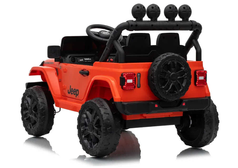 Vaikiškas elektromobilis Jeep Wrangler Rubicon, 24 V, su nuotolinio valdymo pultu, oranžinis