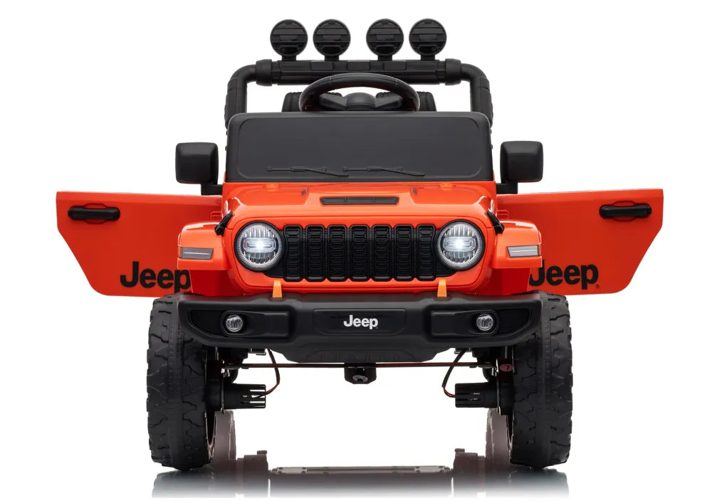 Vaikiškas elektromobilis Jeep Wrangler Rubicon, 24 V, su nuotolinio valdymo pultu, oranžinis