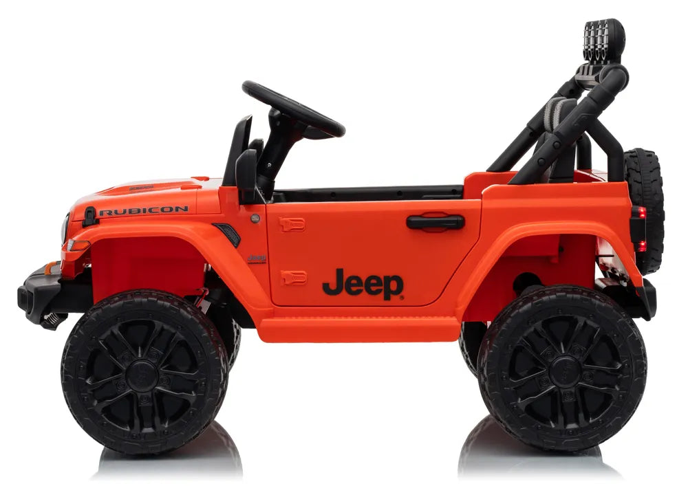 Vaikiškas elektromobilis Jeep Wrangler Rubicon, 24 V, su nuotolinio valdymo pultu, oranžinis