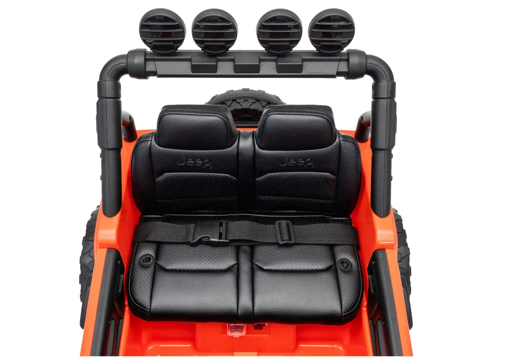 Vaikiškas elektromobilis Jeep Wrangler Rubicon, 24 V, su nuotolinio valdymo pultu, oranžinis