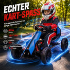 Vaikiškas elektromobilis kartingas su saugos diržu, 3–8 metų vaikams, mėlynas