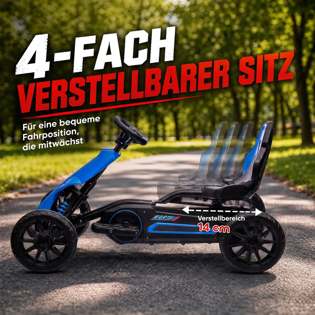 Vaikiškas elektromobilis kartingas su saugos diržu, 3–8 metų vaikams, mėlynas