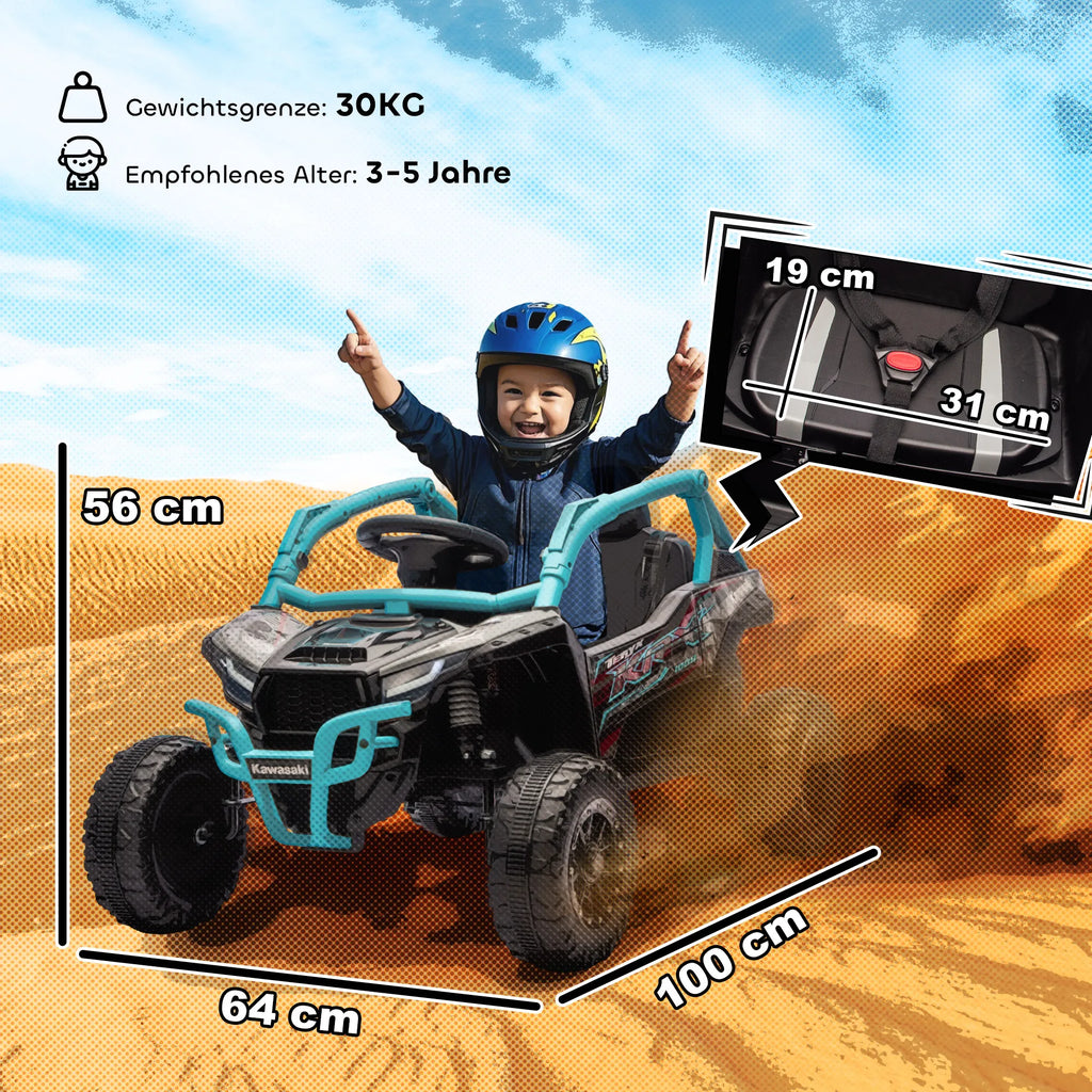 Vaikiškas elektromobilis Kawasaki Teryx KRX 1000, 12V, 3–5 metų vaikams, mėlynas