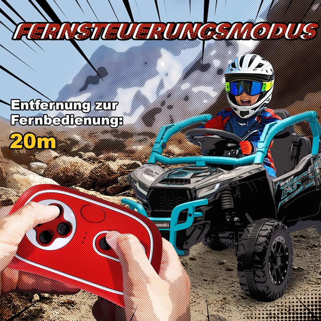 Vaikiškas elektromobilis Kawasaki Teryx KRX 1000, 12V, 3–5 metų vaikams, mėlynas