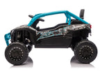 Vaikiškas elektromobilis Kawasaki Teryx KRX 1000, 24 V, su sėdynės diržais, juodas ir mėlynas