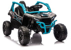 Vaikiškas elektromobilis Kawasaki Teryx KRX 1000, 24 V, su sėdynės diržais, juodas ir mėlynas