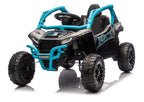 Vaikiškas elektromobilis Kawasaki Teryx KRX 1000, 24 V, su sėdynės diržais, juodas ir mėlynas