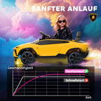 Vaikiškas elektromobilis Lamborghini 37-72 mėn. vaikams, geltonas  12V su 2,4 GHz nuotolinio valdymo pultu