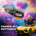 Vaikiškas elektromobilis Lamborghini 37-72 mėn. vaikams, geltonas  12V su 2,4 GHz nuotolinio valdymo pultu