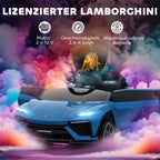 Vaikiškas elektromobilis Lamborghini 37–72 mėnesių vaikams, mėlynas su 2,4 GHz nuotolinio valdymo pultu