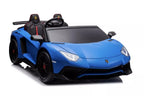 Vaikiškas elektromobilis Lamborghini Aventador SV, 24 V, 200 W, su sėdynėmis iš ekoodos, mėlynas