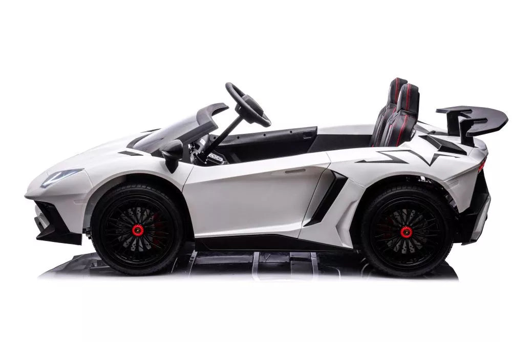 Vaikiškas elektromobilis Lamborghini Aventador SV, 24 V, 200W, su atidaromomis durimis, baltas