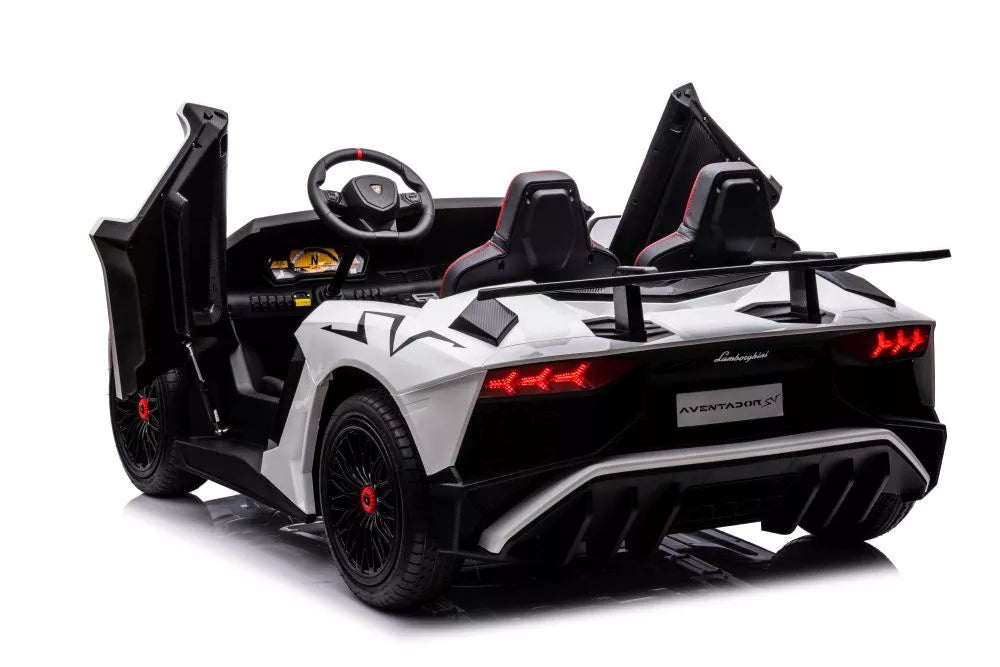 Vaikiškas elektromobilis Lamborghini Aventador SV, 24 V, 200W, su atidaromomis durimis, baltas