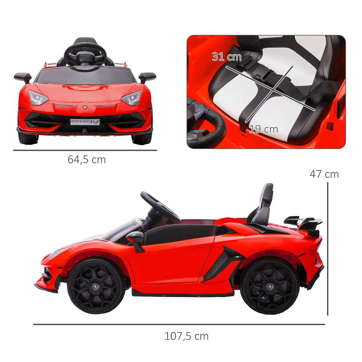 Vaikiškas elektromobilis Lamborghini Aventador SVJ 3–5 metų vaikams, raudonas