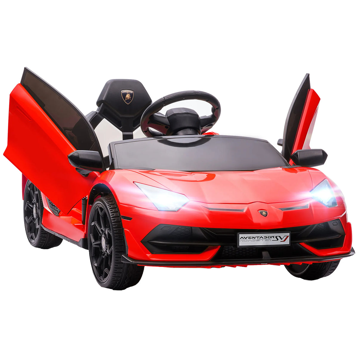 Vaikiškas elektromobilis Lamborghini Aventador SVJ 3–5 metų vaikams, raudonas
