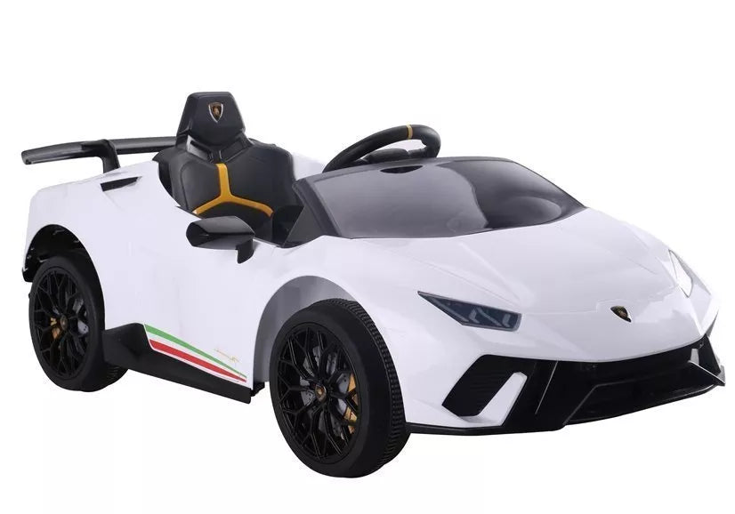 Vaikiškas elektromobilis Lamborghini Huracan, 12 V, 3-6 km/h, baltas
