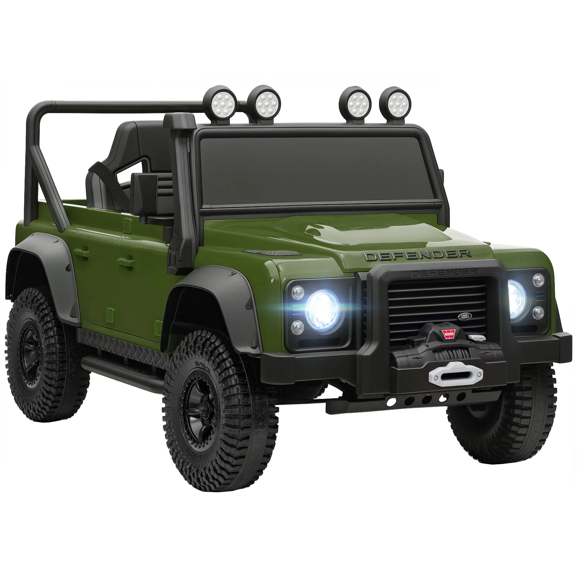Vaikiškas elektromobilis Land Rover Defender, 37–60 mėn. vaikams, žalias