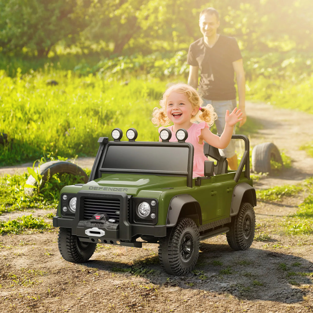 Vaikiškas elektromobilis Land Rover Defender, 37–60 mėn. vaikams, žalias