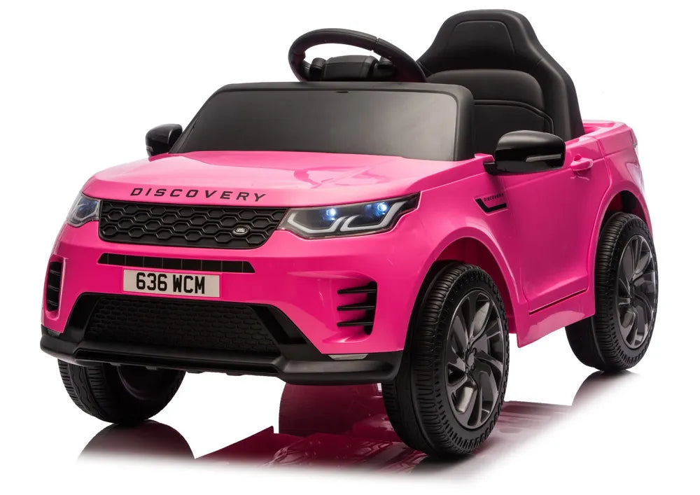 Vaikiškas elektromobilis Land Rover Discovery, 12 V, su LED žibintais, rožinis