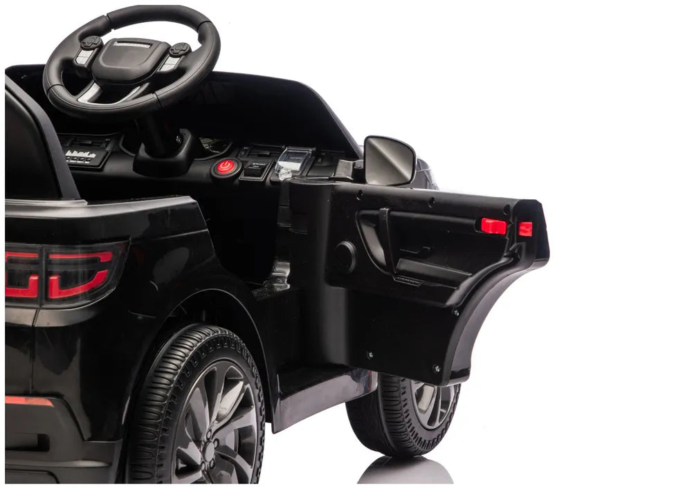 Vaikiškas elektromobilis Land Rover Discovery Sport, 12 V, 2x45W, su eko-odos sėdyne ir EVA ratais, juodas
