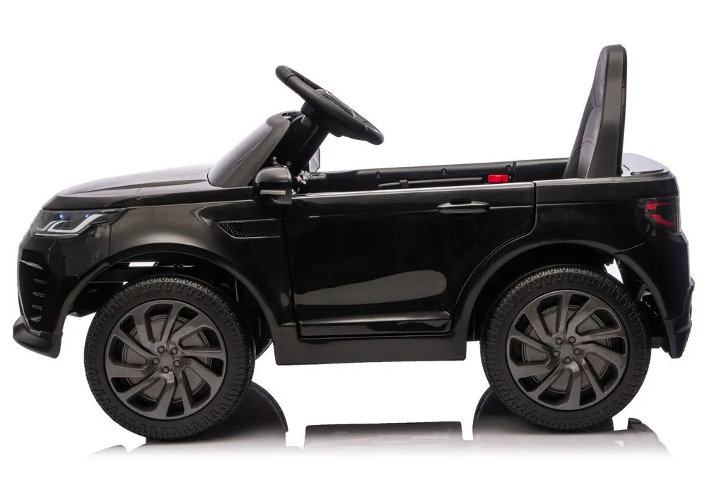 Vaikiškas elektromobilis Land Rover Discovery Sport, 12 V, 2x45W, su eko-odos sėdyne ir EVA ratais, juodas