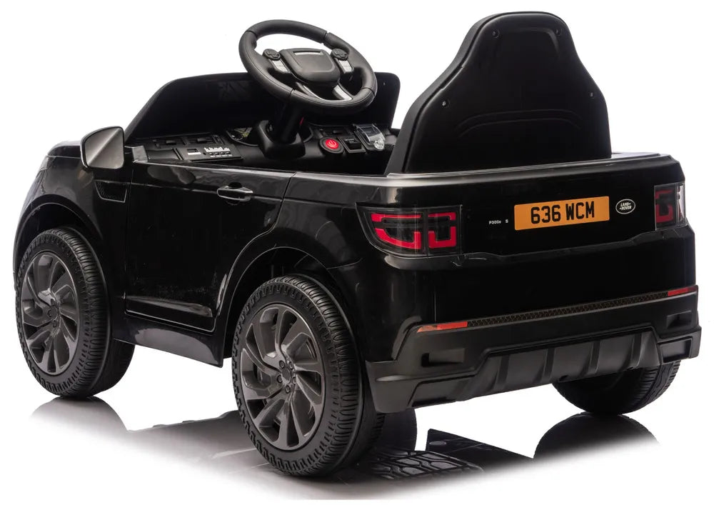Vaikiškas elektromobilis Land Rover Discovery Sport, 12 V, 2x45W, su eko-odos sėdyne ir EVA ratais, juodas