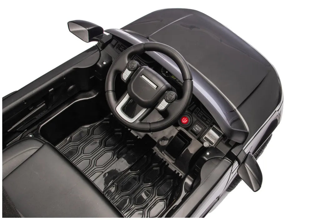 Vaikiškas elektromobilis Land Rover Discovery Sport, 12 V, 2x45W, su eko-odos sėdyne ir EVA ratais, juodas