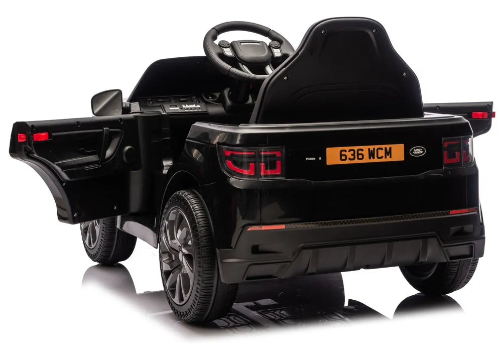 Vaikiškas elektromobilis Land Rover Discovery Sport, 12 V, 2x45W, su eko-odos sėdyne ir EVA ratais, juodas