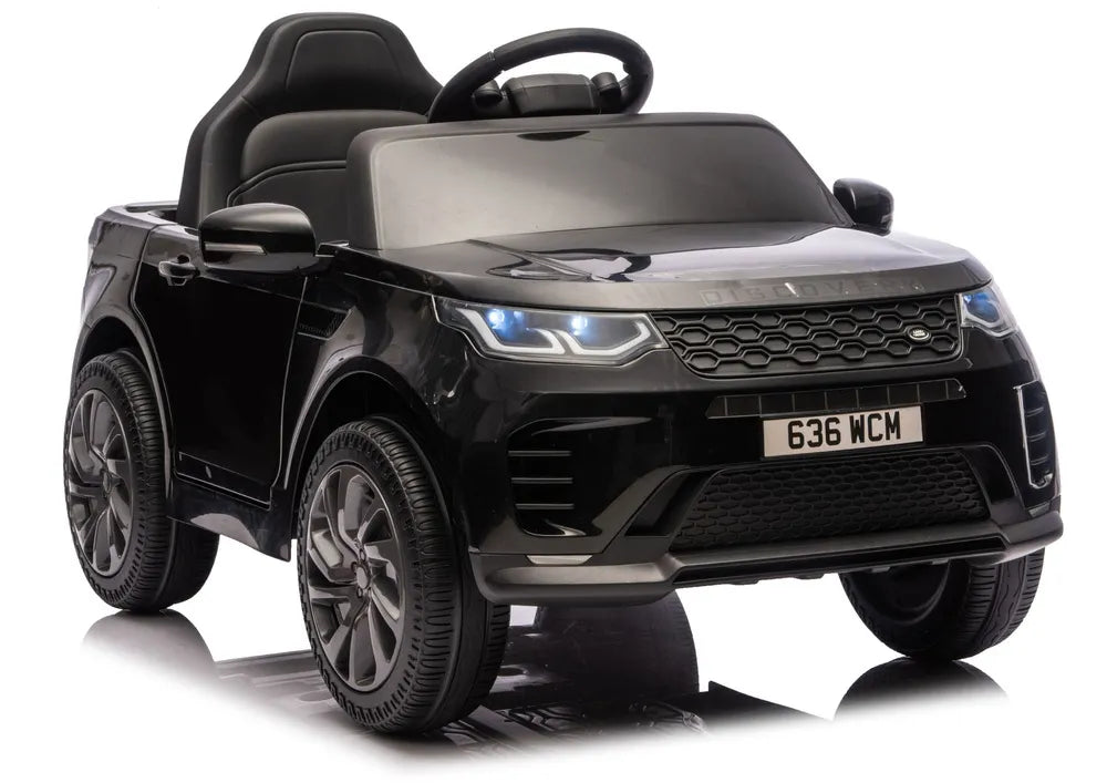 Vaikiškas elektromobilis Land Rover Discovery Sport, 12 V, 2x45W, su eko-odos sėdyne ir EVA ratais, juodas