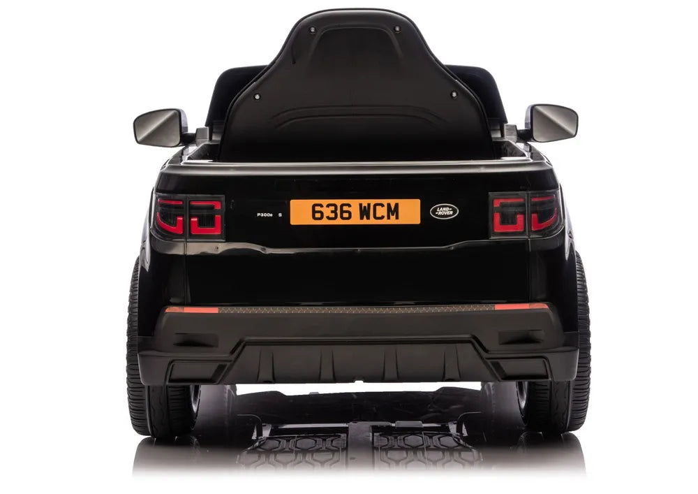 Vaikiškas elektromobilis Land Rover Discovery Sport, 12 V, 2x45W, su eko-odos sėdyne ir EVA ratais, juodas