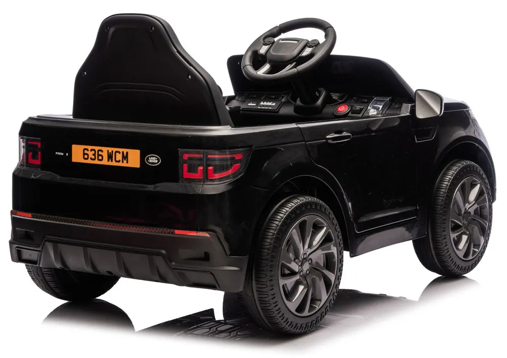 Vaikiškas elektromobilis Land Rover Discovery Sport, 12 V, 2x45W, su eko-odos sėdyne ir EVA ratais, juodas