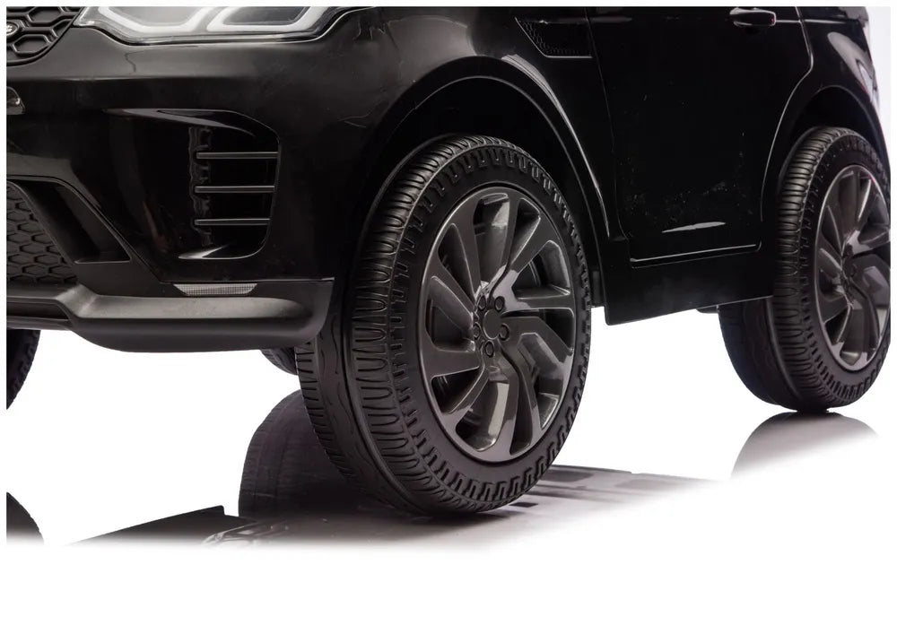 Vaikiškas elektromobilis Land Rover Discovery Sport, 12 V, 2x45W, su eko-odos sėdyne ir EVA ratais, juodas