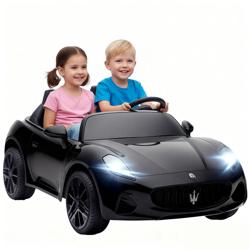 Vaikiškas elektromobilis Maserati, 2 vietų, 3–8 metų vaikams, juodas