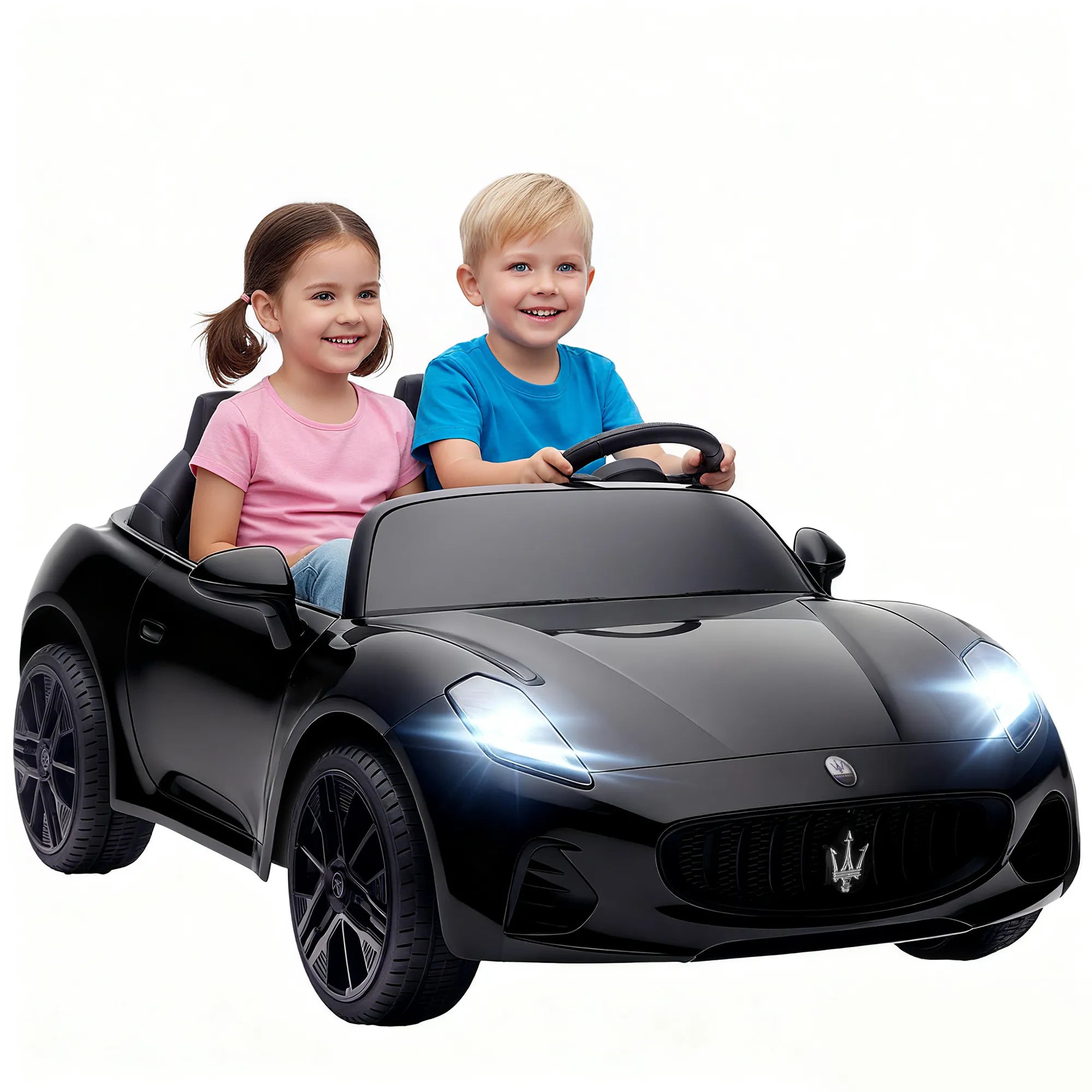 Vaikiškas elektromobilis Maserati, 2 vietų, 3–8 metų vaikams, juodas