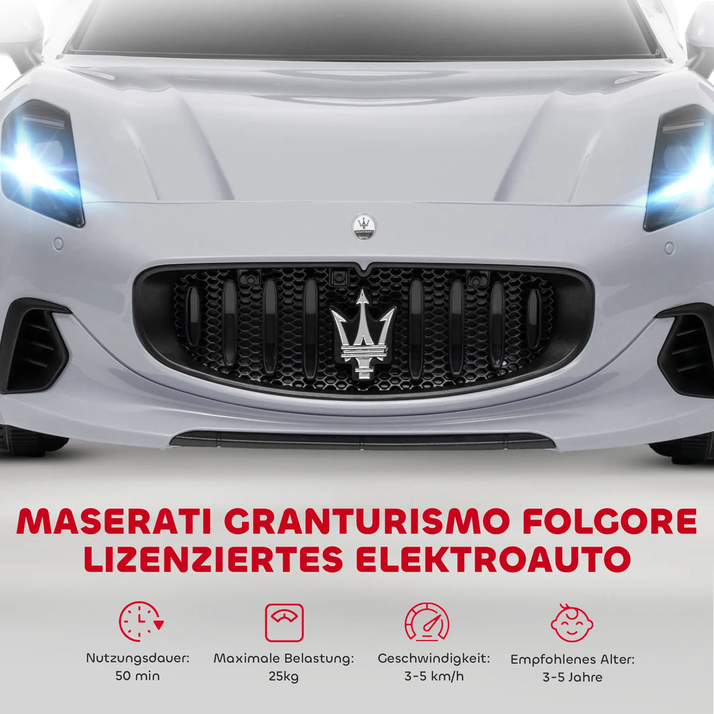Vaikiškas elektromobilis Maserati Gran Turismo, 3–5 metų vaikams, pilkas