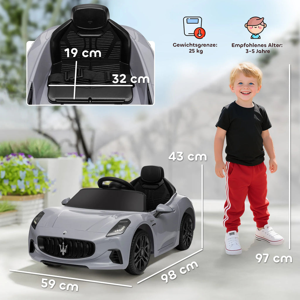 Vaikiškas elektromobilis Maserati Gran Turismo, 3–5 metų vaikams, pilkas